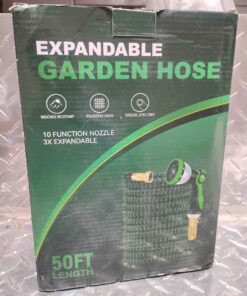 Expandable garden hose with 10 function spray nozzle