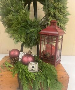 Rustic Decorative Red Lantern with Candle