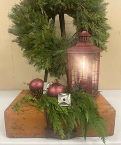 Rustic Red Decorative Lantern with Candle
