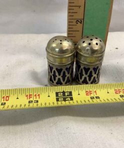 Salt & pepper - silver with cobalt liners (small chip)
