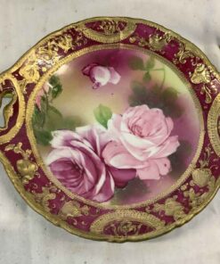 Decorative Cake Plate - Roses with gold trim