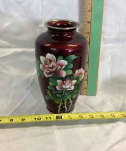 Cranberry vase with “silver” rim