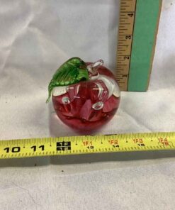 Cranberry Glass Apple Paperweight