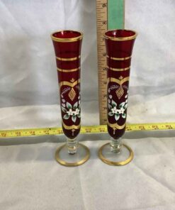 Bohemian Glass Vases 8”