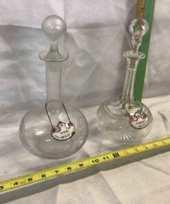 Decanters (2) with metal Labels
