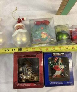 Winnie The Pooh ornament &2 Santa glass eggs & 2 Kirkland ornaments