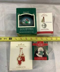 4 Hallmark "Keepsakes" ornaments " Friendship Kitten, Holiday for Two, Polar Express & Peanuts"