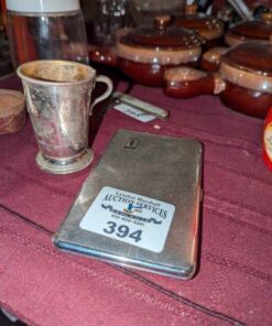 Collapsible travel cup w/leather case and cigarette case