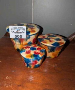 Sponge ware Pottery bowls with lids