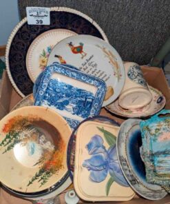 Assorted china plates