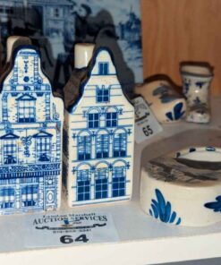 Delft Blue Salt and pepper shakers & finger loop candle holder
