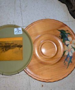 Painted serving dish & vintage Brockville print tray