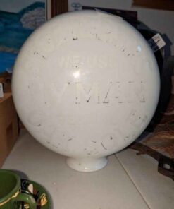 Antique Milk Glass Pole light Advertising Globe "Shoe Repair Hyman Oak Sole" Advertising