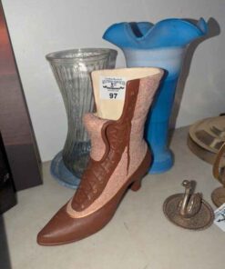 Shoe vase, ruffle edged vase, etc