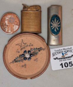 Ashtrays, Vintage lighter, etc