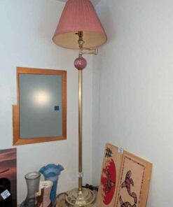 Rose and brass finish extending floor lamp