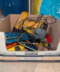 Box lot; Hand saw, screwdrivers, caulking applicator, et