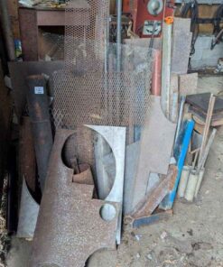 Assorted steel mesh, pipe and sheeting material, etc