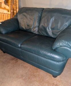 Leather Love Seat - Forest Green