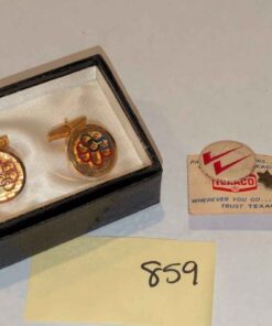Olympic cuff links, Texaco Advertising, etc