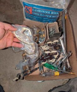 Brass coat hooks, Electrical switches, wrenches & hardware