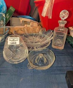 Serving bowls, juicer, decanter, candle holder