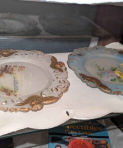 Hand Painted Frost Glass plates with lace cut out edging