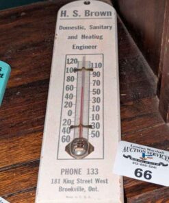 H.S Brown of Brockville Wooden Advertising Thermometer