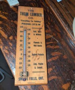 "The Thom Lumber Co" Smiths Falls Wooden wall Thermometer