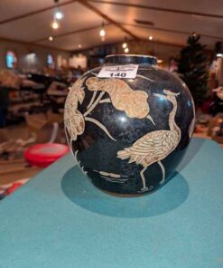 Ceramic Chinese Globe Vase with Floral motif