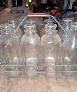 Milk Bottles and steel Carrying basket