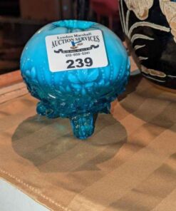 Victorian Sowerby Piasa Bird Blue Opalescent glass Rose Bowl