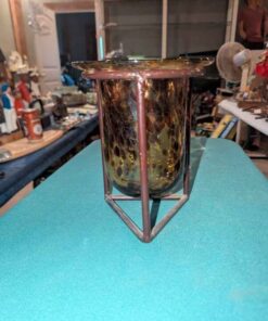 Blown Glass Tortoise shell candle holder in Metal Stand