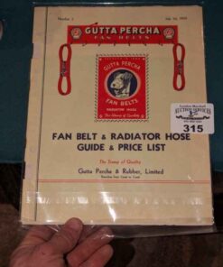 Gutta Percha Fan belt & Radiator Price list catalogue