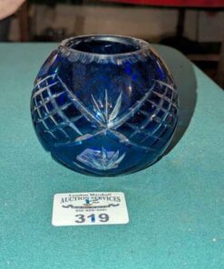 Cobalt Blue Cut to Clear Crystal Votive Candle holder