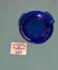 Mid Century Modern Blue Glass ash tray