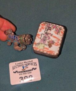 Enamel Foo dog figure and Chinese Trinket box