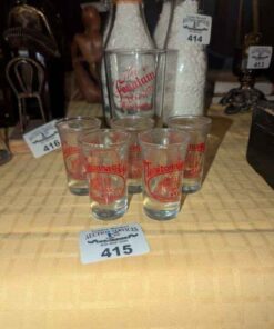 Manitonna Hotel shot glasses & Fountain Room bar glass