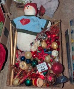 Christmas Tree ornaments, snowmen and candles