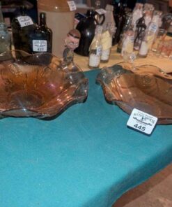 Ruffle edged carnival glass bowls