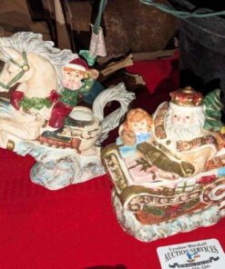 Ceramic Santa Claus Sleigh and Candle holder