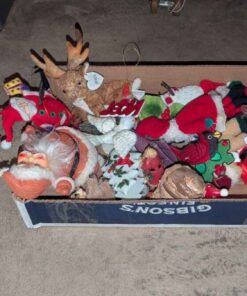 Vintage Santa, Christmas tree ornaments, etc