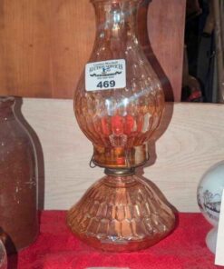 Amber Carnival Glass oil lamp