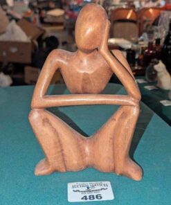 Wirata Novica style Abstract "thinking Man" wooden statue