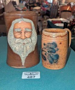 Greenfield Village Pottery and Signed Father Christmas steins