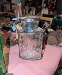 Embossed Glass vase with frog lid