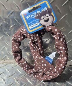 Woof plays knotty snack