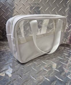 Clear and white make up bag