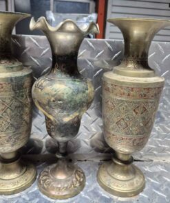 3 brass vases