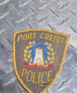 Port credit iron on, police badge GRAY, yellow blue, white